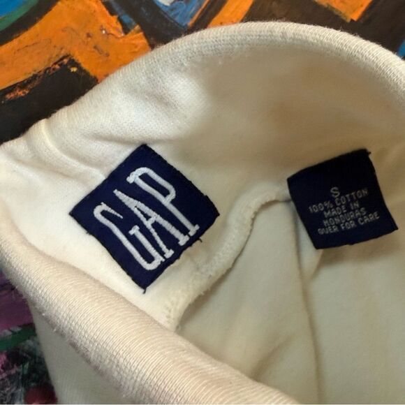 Vintage 80s GAP White Cotton Turtleneck Long sleeve - Small - Minimalist Style - Picture 5 of 8